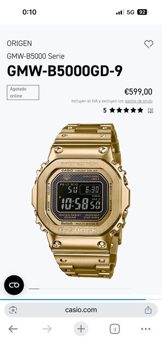 Reloj Casio G-SHOCK Full Metal Dorado