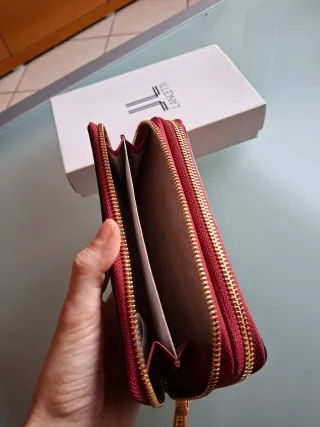 Portafoglio Lancetti doppio zip rosso