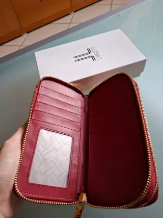 Portafoglio Lancetti doppio zip rosso
