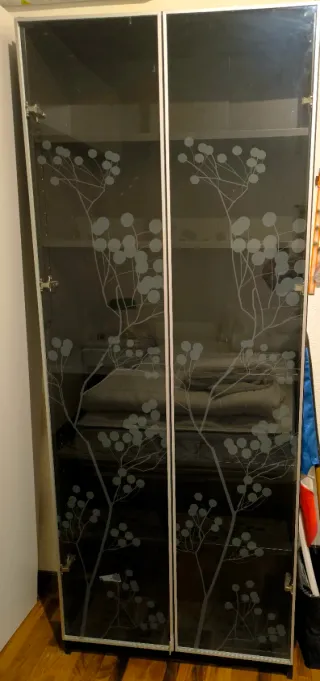 Vitrina cristal con puertas decoradas