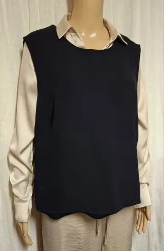 Gilet nero con cintura catena oro