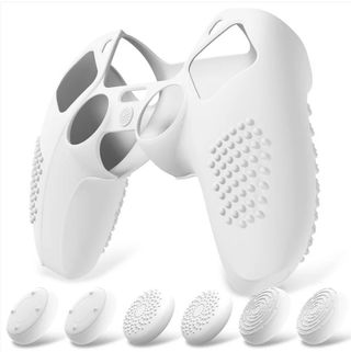 Funda Mando PS5 Antideslizante +Thumb Grips Blanca