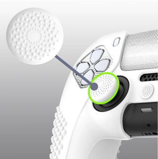 Funda Mando PS5 Antideslizante +Thumb Grips Blanca