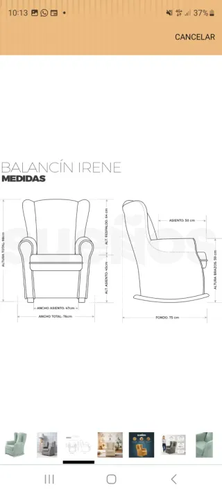 Sillón de lactancia mecedora verde