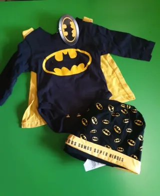 Disfraz Batman bebé con capa y gorro de 1 a 3 mese