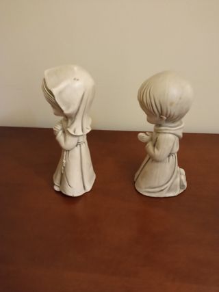 Pareja Figuras Vintage Niños Rezando