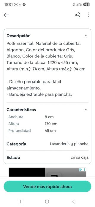 Tabla de planchar plegable