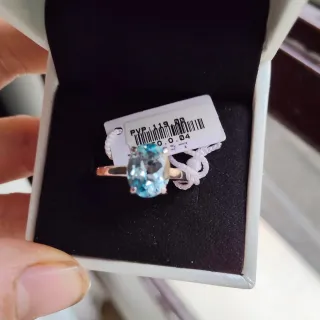 Sortija Plata Ley Topacio Azul Natural