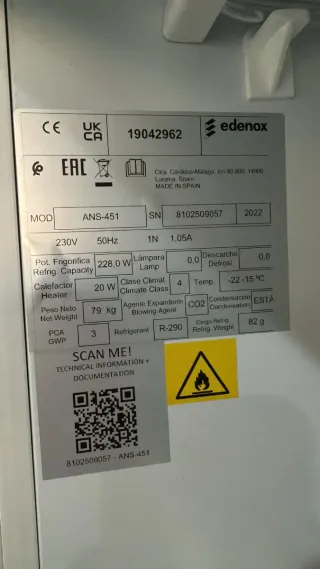 Armario Congelación Edenox Vertical