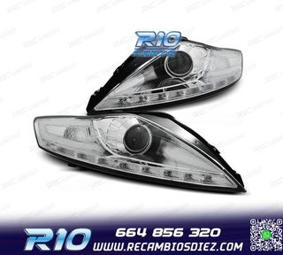FAROS PARA FORD MONDEO MK4 07-10 LUZ DIURNA FONDO CROMO