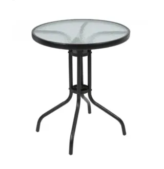 Mesa redonda cristal y metal negra