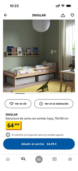 Cama infantil SNIGLAR Ikea + colchón