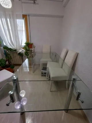 Mesa comedor extensible cristal y metal