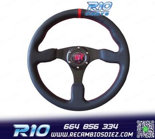 VOLANTE PIEL NEGRA RIBETE ROJO