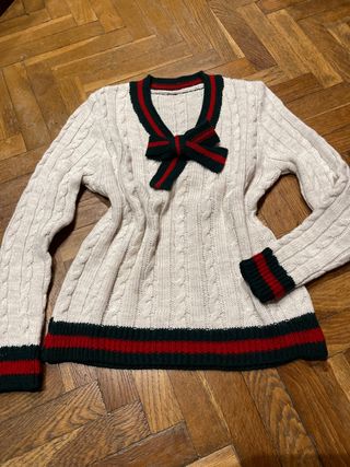 Jersey de punto trenzado con lazo