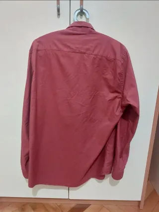 Camicia uomo Zara L Rosso Cotone a maniche lunghe