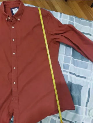 Camicia uomo Zara L Rosso Cotone a maniche lunghe