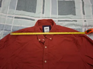 Camicia uomo Zara L Rosso Cotone a maniche lunghe