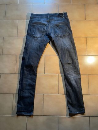 Balmain Jeans Skinny Grigio Nero Uomo 38