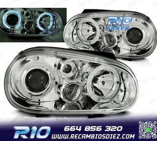 FAROS VOLKSWAGEN VW GOLF 4 OJOS ANGEL CROMO