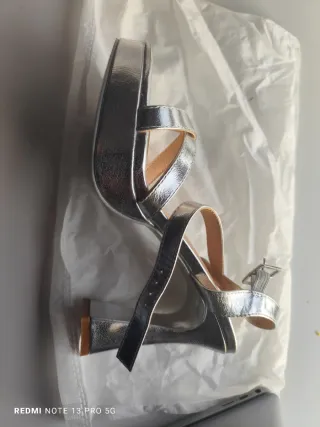 Sandalias Plataforma Plata Talla 38