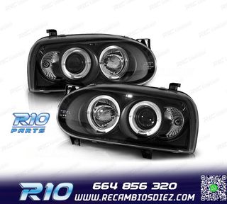 FAROS VOLKSWAGEN VW GOLF 3 OJOS ANGEL FONDO NEGRO H1 H1