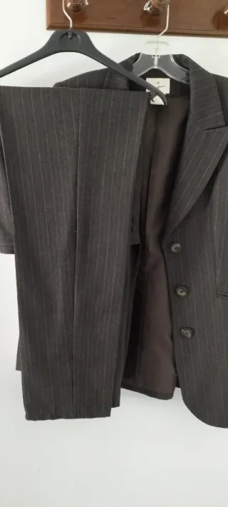 Traje pantalón de lana gris Marengo de mujer