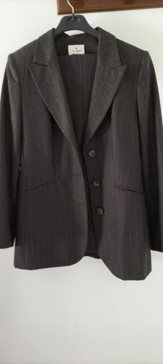 Traje pantalón de lana gris Marengo de mujer