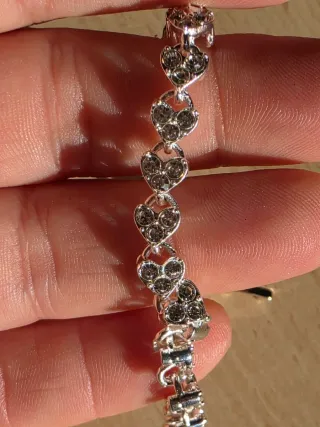 Pulsera Corazón Brillantes Plata