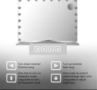 Espejo Hollywood LED Bluetooth Música