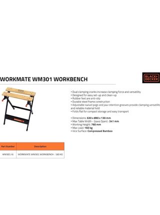 Banco de trabajo Black+Decker Workmate 301