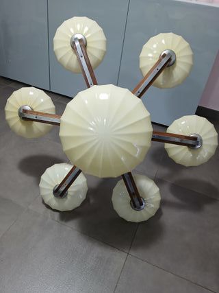 Lampadario Vintage Mid-Century Legno Vetro