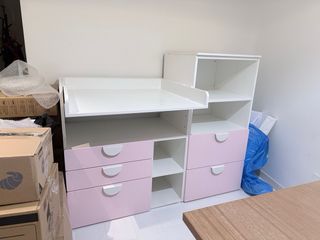 Cambiador bebé blanco y rosa