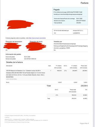 Soldador VEVOR 3 en 1 250A