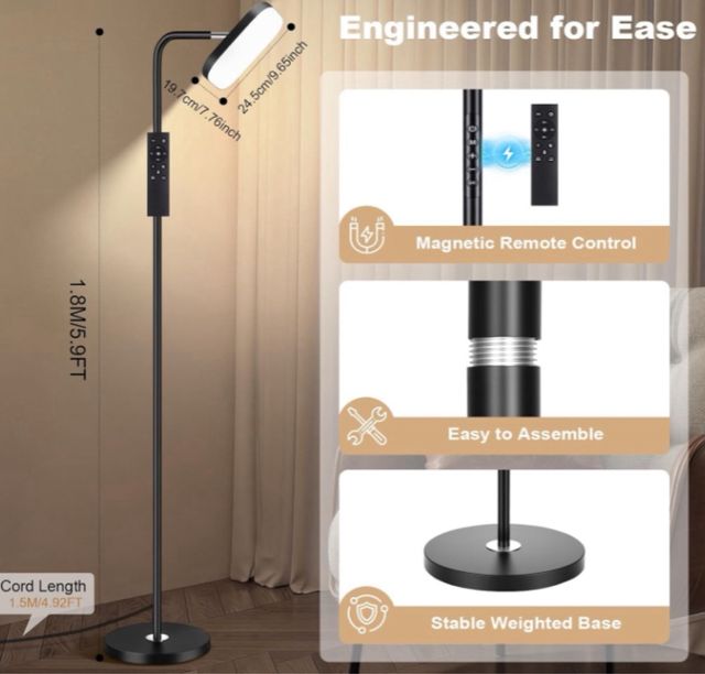 Lámpara de Pie LED Negra