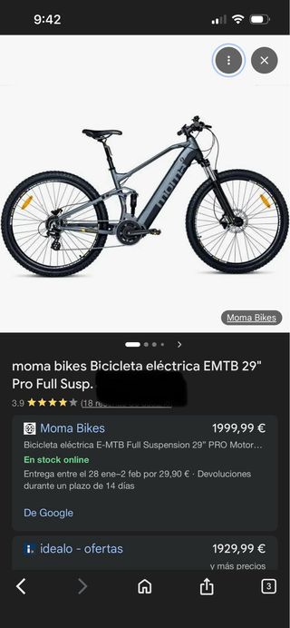 Bicicleta Eléctrica E-MTB Full Suspension 29”