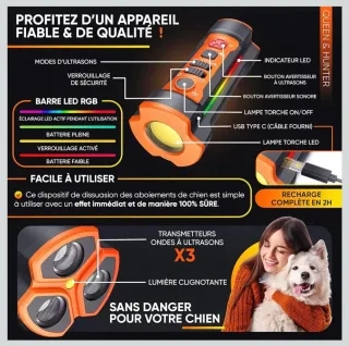 Dispositivo Antiladridos Perros Negro/Naranja