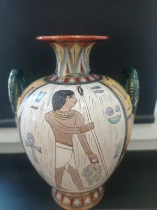 Vaso ceramica Deruta Italy - egizio - h. cm30