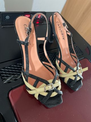 Sandali CAFE' NOIR donna neri e gialli