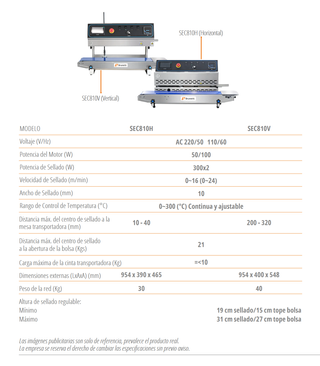 Selladora Vertical Continua para Bolsas SEC810V