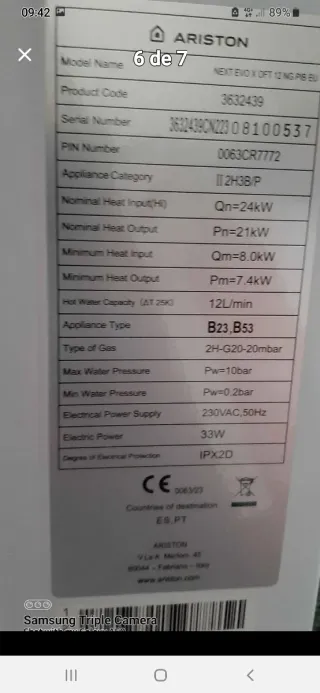 Esquentador Ariston Next Evo X Oft 12L