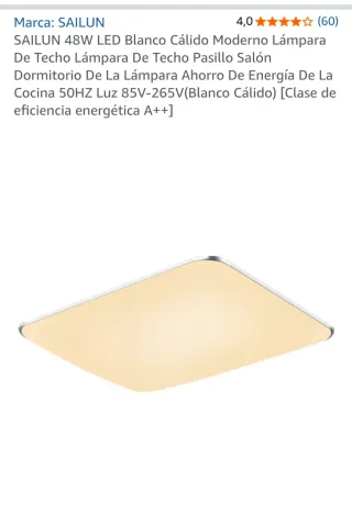 Lámpara Techo LED SAILUN 48W Blanco Cálido