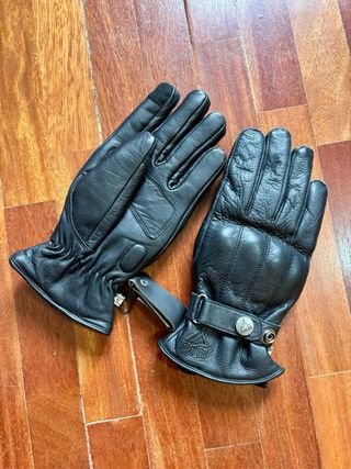 Guantes de Moto de Cuero Negro