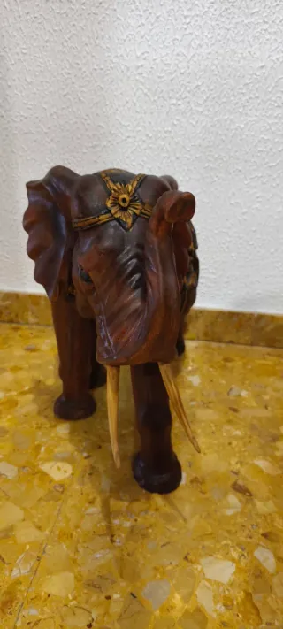 Elefante Decorativo Grande Madera y Metal