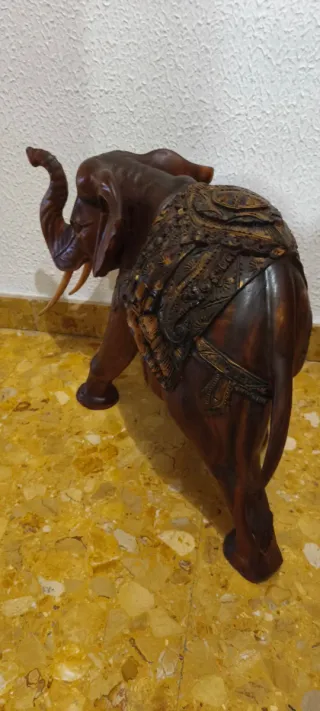 Elefante Decorativo Grande Madera y Metal