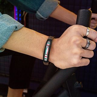 Pulsera de Cuero y Acero Bandera Triple de Italia