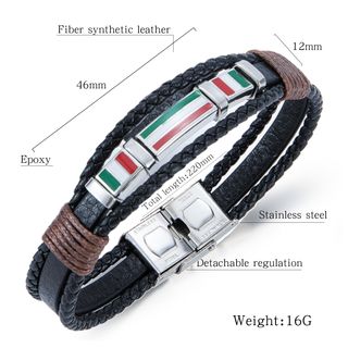 Pulsera de Cuero y Acero Bandera Triple de Italia