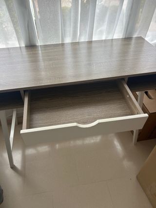 Escritorio Madera y Metal con Cajón