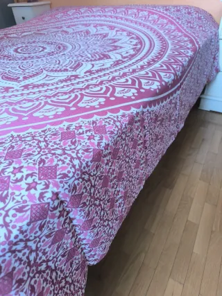 Colcha India Mandala Algodón Rosa