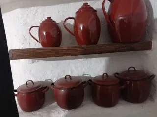 Juego Ollas Cocina Decorativas Rojas Años 50